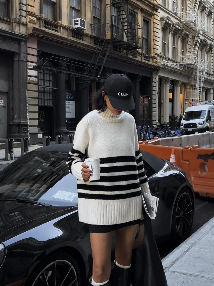 Stripe Turtleneck Pullover