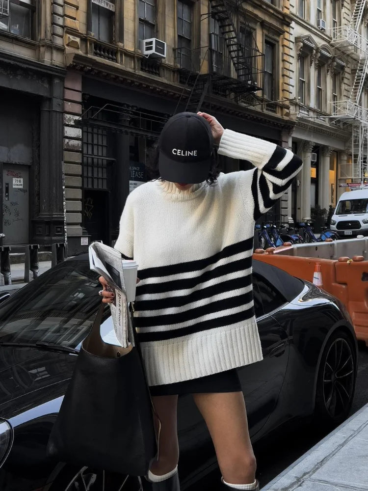 Stripe Turtleneck Pullover